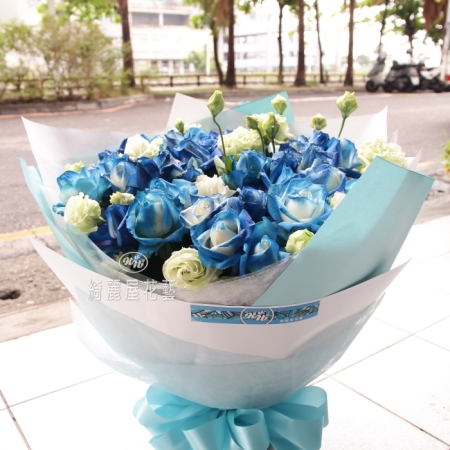 每天想的都是你藍玫瑰花束【AA150】 高雄花店綺麗屋